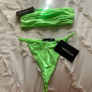 PrettyLittleThing neon green thong bikini
